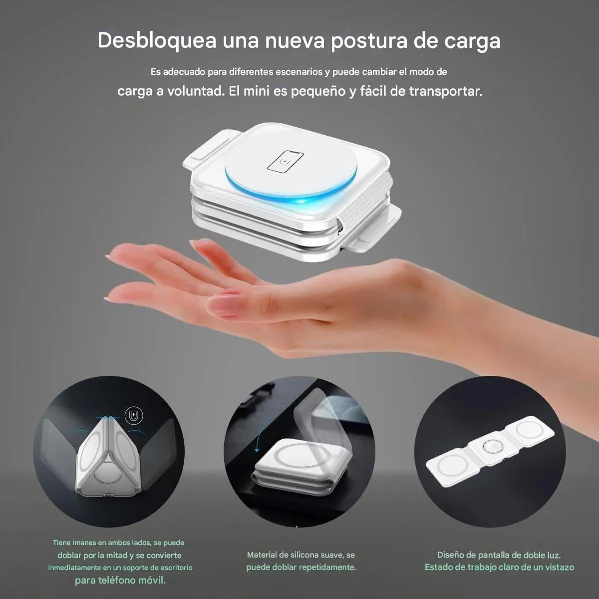 Cargador Inalámbrico Plegable 3 en 1 para iPhone, Apple Watch y AirPods