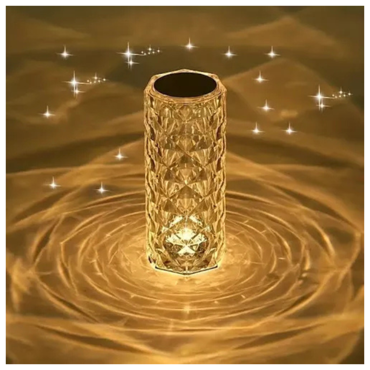 Lámpara Velador LED de Cristal Diamante Recargable USB