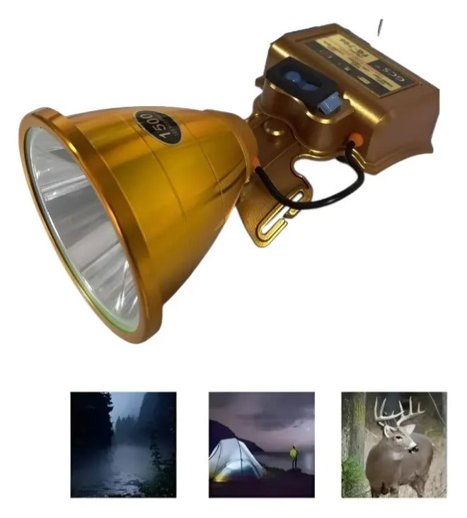 Lámpara Frontal LED para Camping 1500W con 3 Niveles de Luz