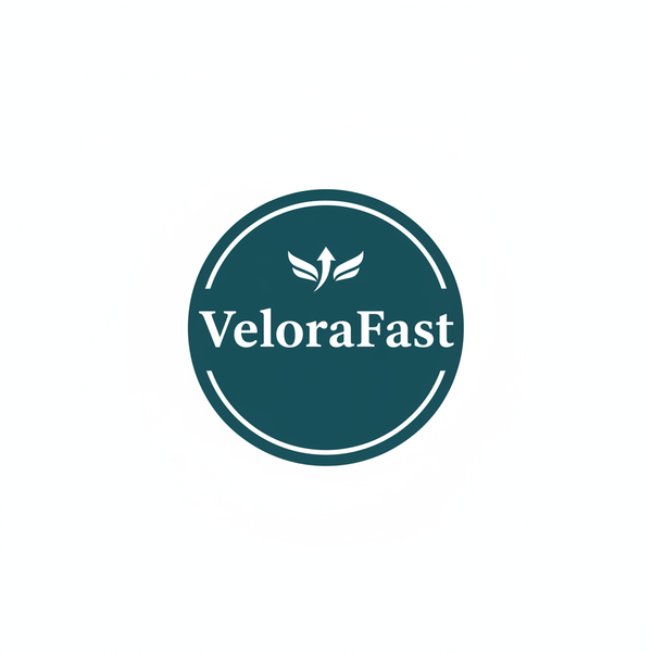 Logo VeloraFast serif teal